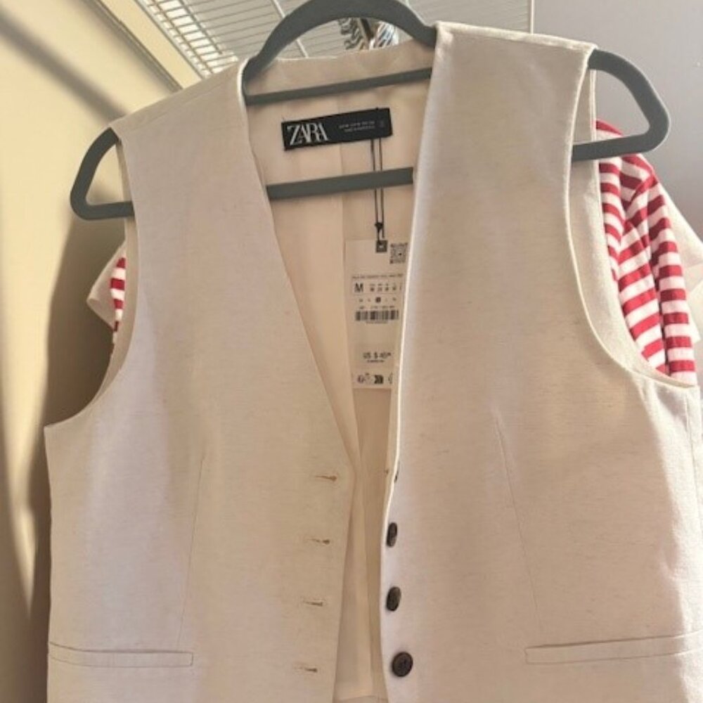 LINEN TAILORED VEST-ZARA